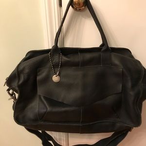 Men’s Black Cowhide Duffel Bag with Shoulder Strap